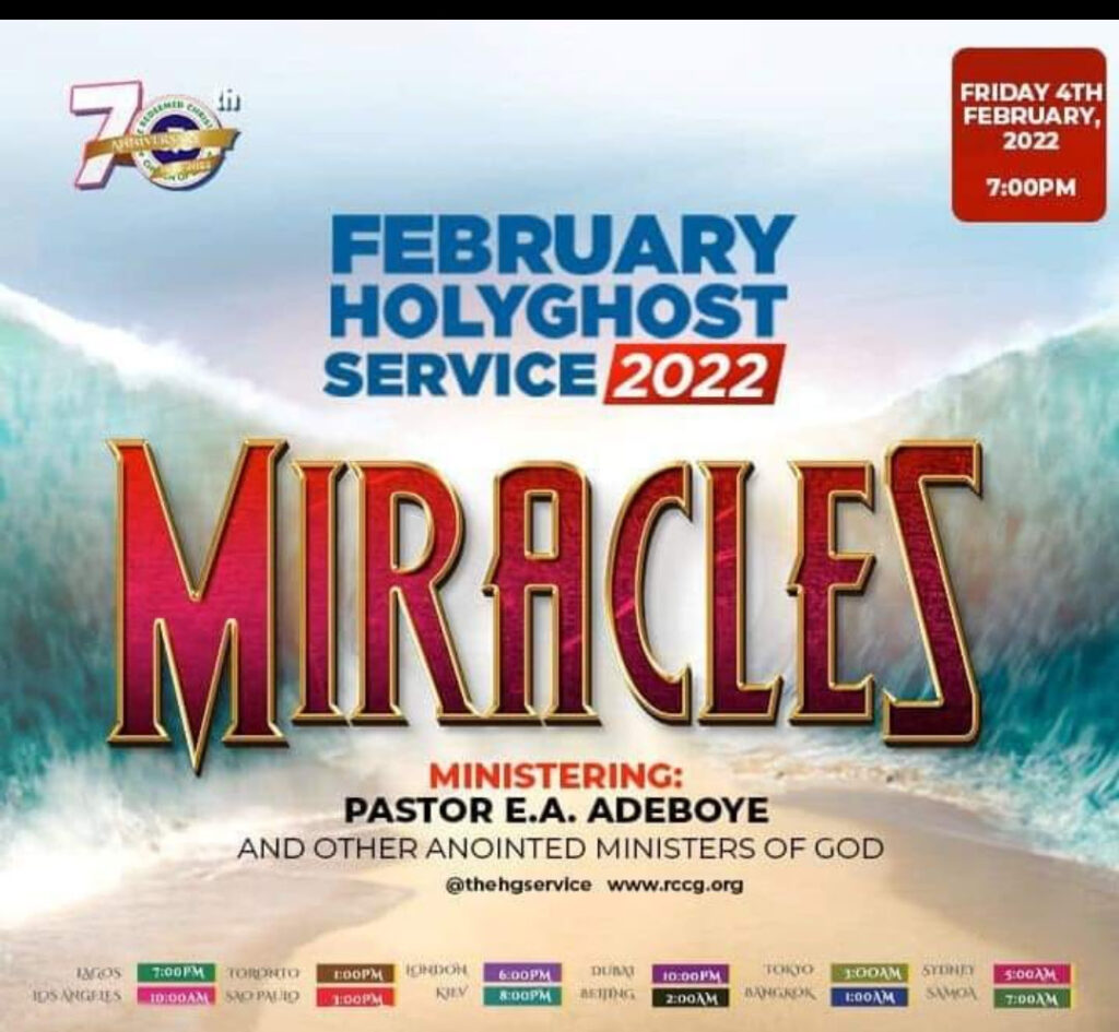 Prayer Points By Pastor E A Adeboye RCCG February Holy Ghost Service