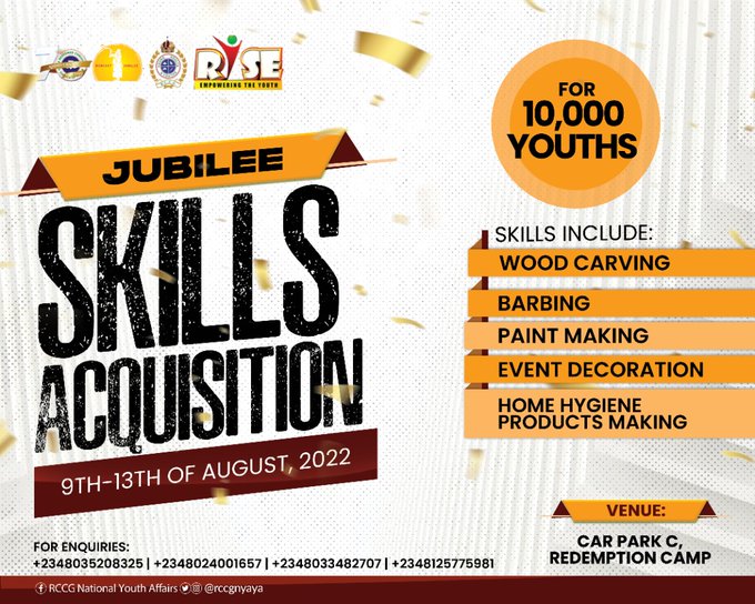 RCCG Young Adults & Youths Affairs RCCGYAYA Perfect Jubilee FREE Skill Acquisition