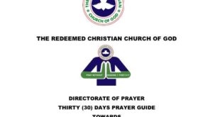 THE REDEEMED CHRISTIAN CHURCH OF GOD DIRECTORATE OF PRAYER THIRTY (30) DAYS PRAYER GUIDE
